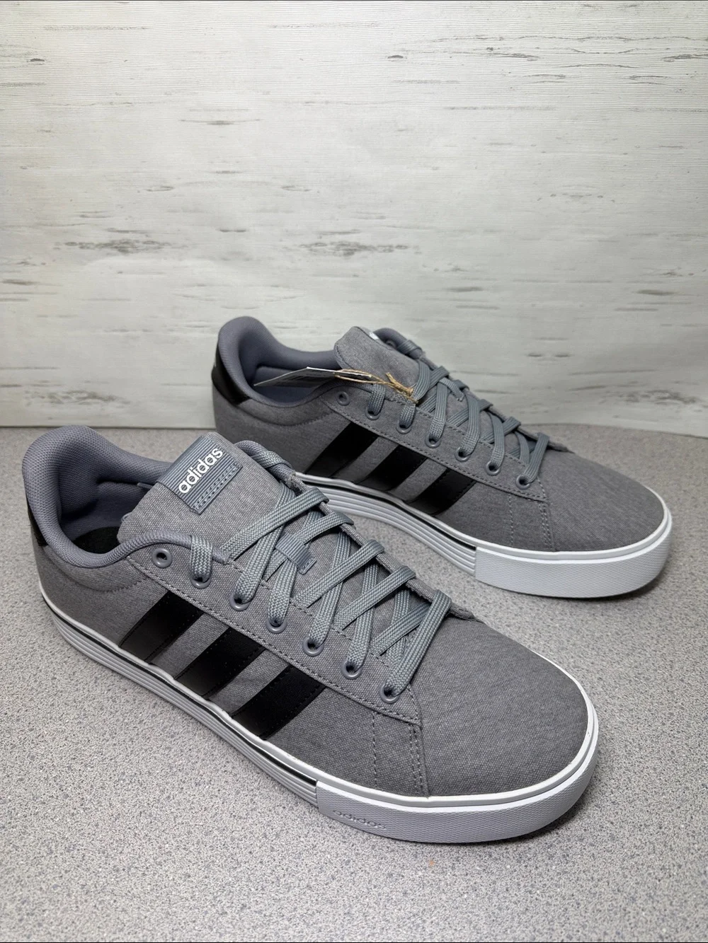 adidas Grey Canvas Sneakers with Black Stripes